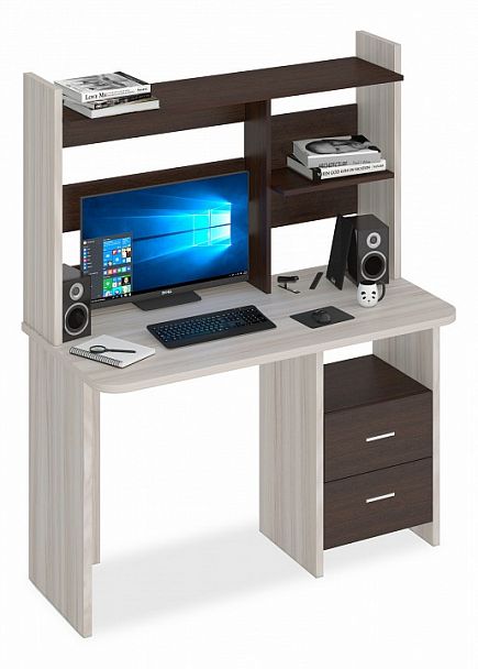 Стол компьютерный Домино Lite СКЛ-Прям120Р+НКЛ-120 Венге/Карамель - Вид 1