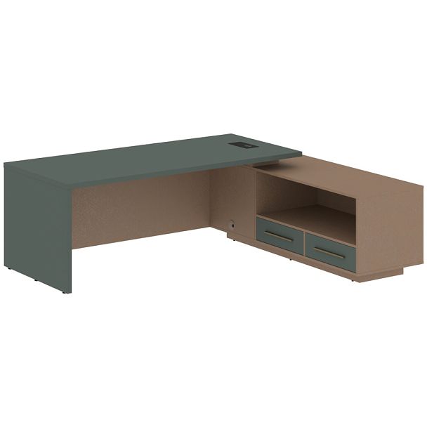 Стол руководителя с тумбой VCT 2319(R) Нефрит/Бронза браш/Кобра 2300х1900х750 VELION - Вид 1