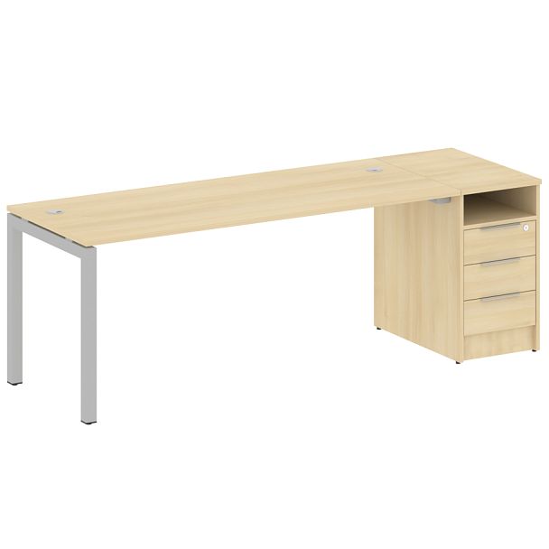 Metal System Quattro Р. ст. с тумбой на П-образном м/к 50БП.РС-СТП-1.5 Акация/Серый металл 2212*720*750 - Вид 1