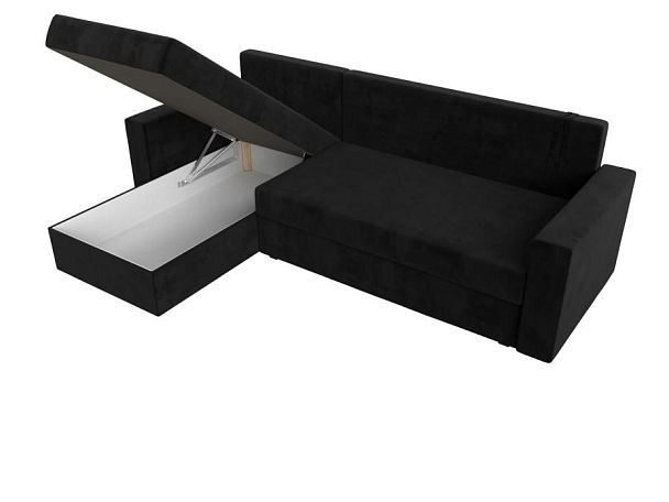 Угловой диван Траумберг Лайт левый (полностью велюр черный) - Вид 9