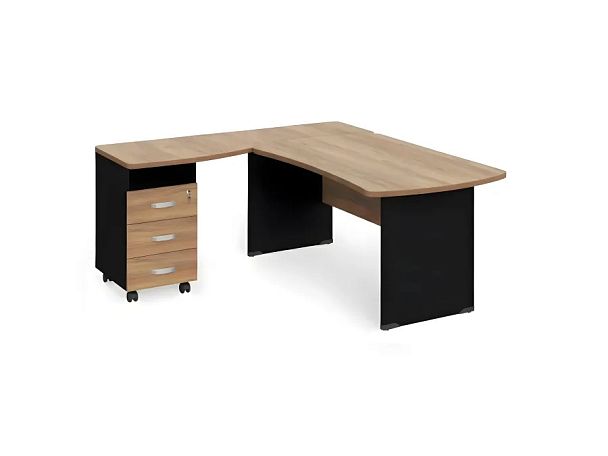 БЕРЛИН / BERLIN Угловое рабочее место левое 1800х1600х740 Акация/Черный - Вид 1
