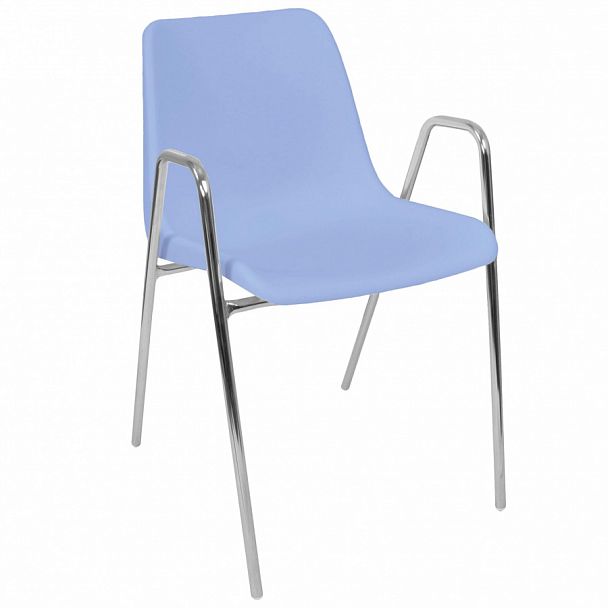 Стул Vicenza (4 высокие ножки c подлокотниками), каркас Хром, голубой, стопируемый - Вид 1