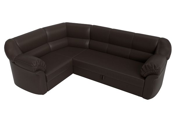 Диван угловой Карнелла левый (полностью экокожа коричневая) - Вид 5