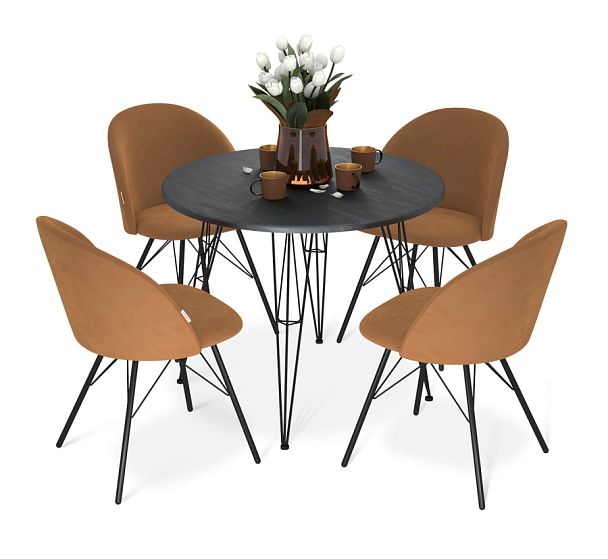 Обеденная группа Sheffilton SHT-DS251 каменный уголь/горчичный/черный муар - Вид 1