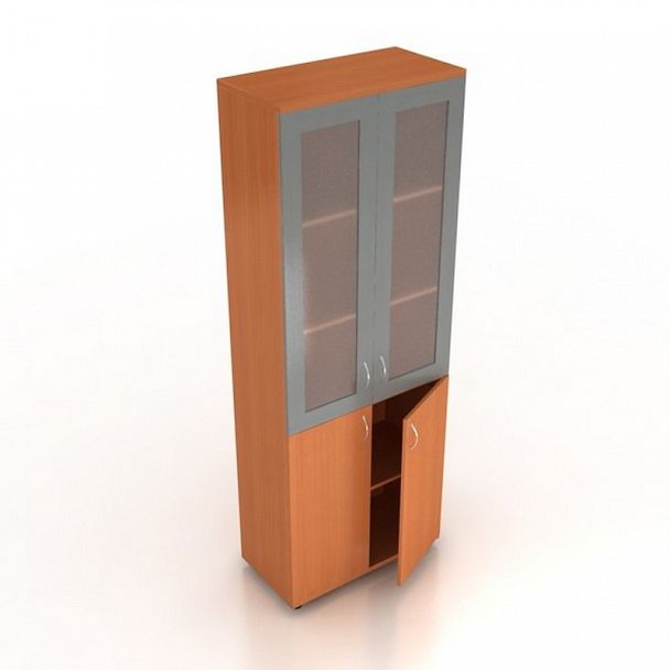 Шкаф со стеклом Менеджер Ш-02+ДШК-02+МДС-02 вишня - Вид 4