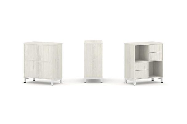 Стайл Проджект Набор стеллажа 1 сторон., 2 яр. SN.NS-221 Дуб Наварра/Металл Белый 754*400*881 - Вид 1