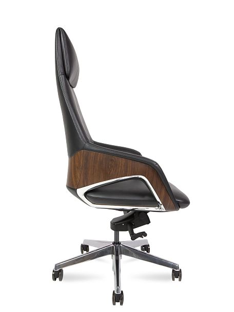 Кресло Шопен / черная кожа / алюминий крестовина - Вид 3