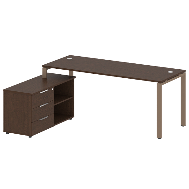 Metal System Р. ст. с тумбой на П-образном м/к БП.РС-СТС-2.5 (L) Венге/Мокко металл 1900*1520*750 - Вид 1