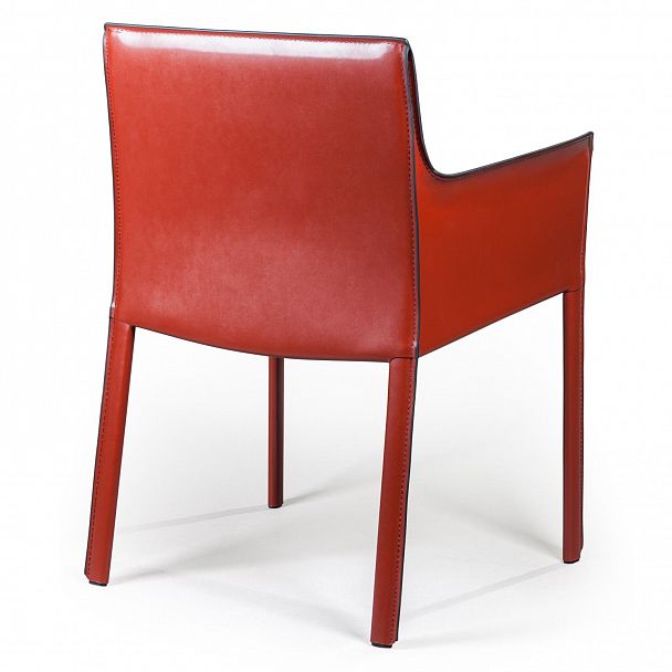 Стул с подлокотниками Barrie, кожа ретро-красный - Вид 4