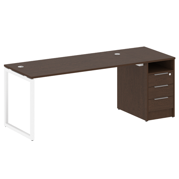 Metal System Quattro Р. ст. с тумбой на О-образном м/к 40БО.РС-СТП-1.4 Венге/Белый металл 2012*720*750 - Вид 1