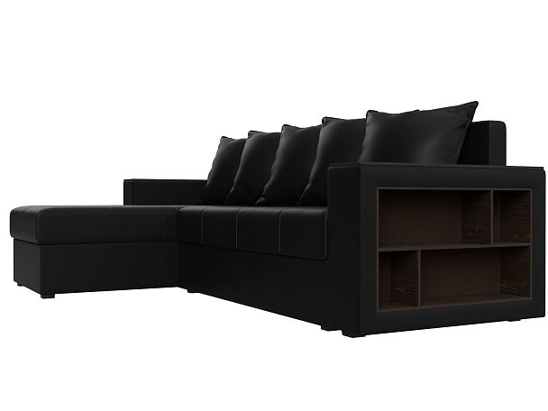 Диван угловой Дубай Лайт угол левый (полностью экокожа черная) - Вид 3