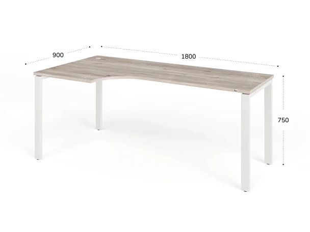 TANDEM RTD078-MK-180L-MA Стол угловой на металлокаркасе левый 1800х900х750 Дуб Маувелла/Белый - Вид 2