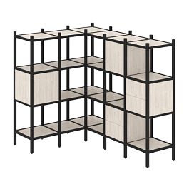 Loft Угловой внутренний стеллаж наборный VR.L-30 Денвер светлый/Чёрный металл 1278*1278*1458 - Фото предпросмотра