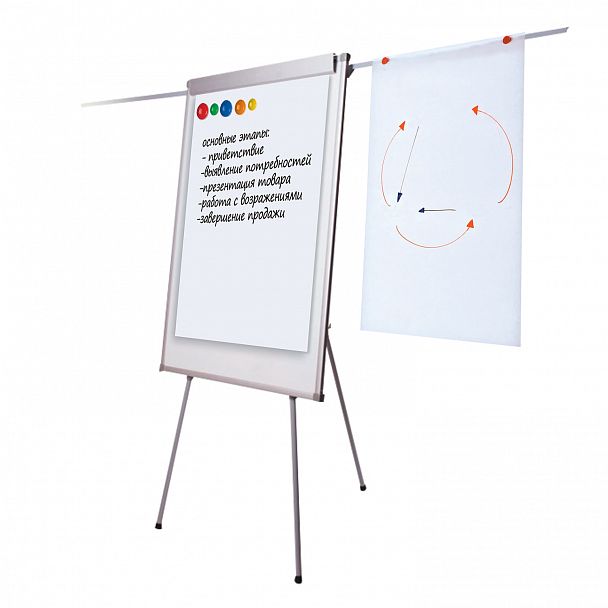 Доска-флипчарт магнитно-маркерная 70х100 см, держатели для бумаг, ГАРАНТИЯ 10 ЛЕТ, РОССИЯ, BRAUBERG, 236160 - Вид 7