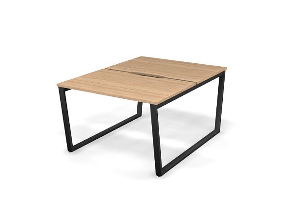 MATRIX 121S200-V Стол прямой двойной, пров. вырезной (V-опоры) 1180х1590х775 Швейц-й вяз/Темно-серый - Вид 1