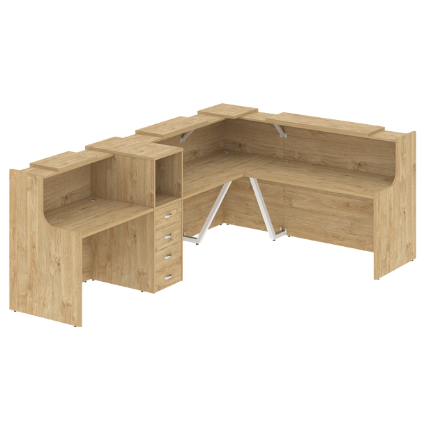 Ресепшн Г-образный "Onix" O.R-K-30 тиквуд светлый/белый - Вид 1