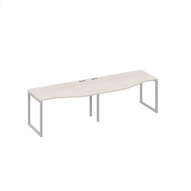 Рабочая станция столы (2х140) Техно эргономичные каркас QUATTRO A4 А4 Б4 063-2 БП дуб / металлокаркас серый - Вид 1