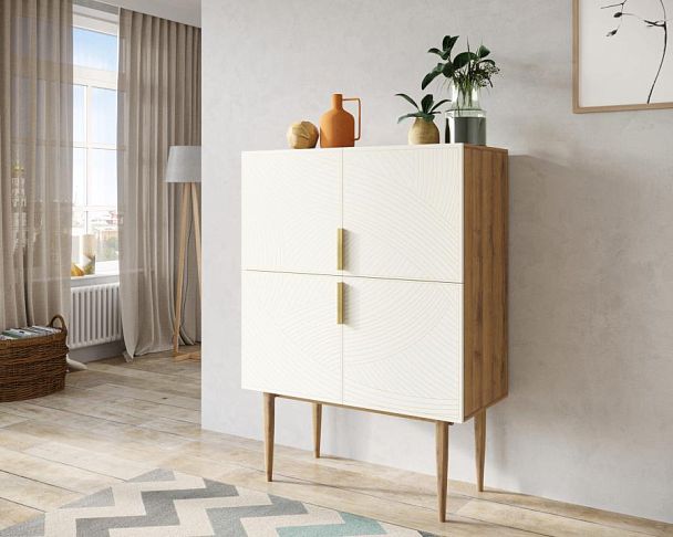 Малый комод с четырьмя дверками на высоких ножках Line LN13/GR1/beige - Вид 3