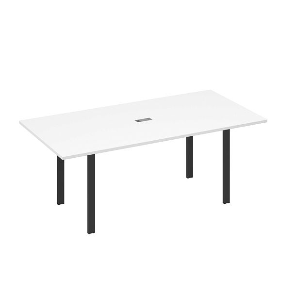 Стол 200 на металлокаркасе UNO в переговорную A4 А4 Б1 123 БП белый премиум / металлокаркас антрацит - Вид 1