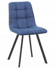 Стул обеденный DOBRIN ALEX SQUARE (черные матовые ножки, синяя ткань (UF860-14B)) - Фото предпросмотра