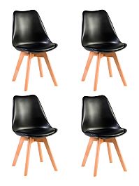 Набор 4 шт Стул обеденный DOBRIN JERRY SOFT (ножки светлый бук, цвет сиденья чёрный (B-03)) - Фото предпросмотра