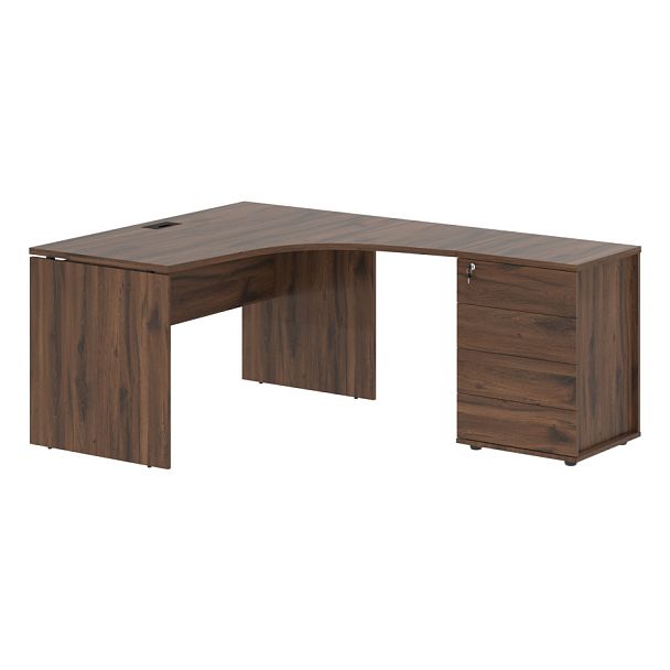 Стол эргономичный с тумбой EDCET 1318(R) Дуб Денвер тёмный/Черный 1360х1880х750 EDIS - Вид 1