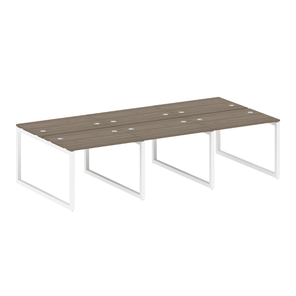 Metal System Quattro Р. ст. на 6 раб. места на О-образном м/к 50БО.СМ-6.1 Вяз/Белый металл 3000*1475*750 - Вид 1