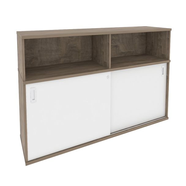 Onix Шкаф-купе приставной/опорный O.SHKO-2.8 T Тиквуд темный/Белый бриллиант 1635*432*1120 - Вид 1