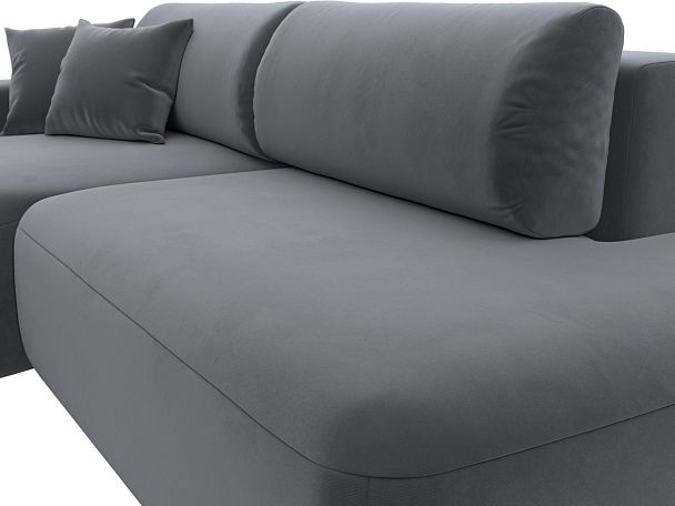 Диван угловой Лига-036 Модерн левый угол Велюр серый - Вид 6