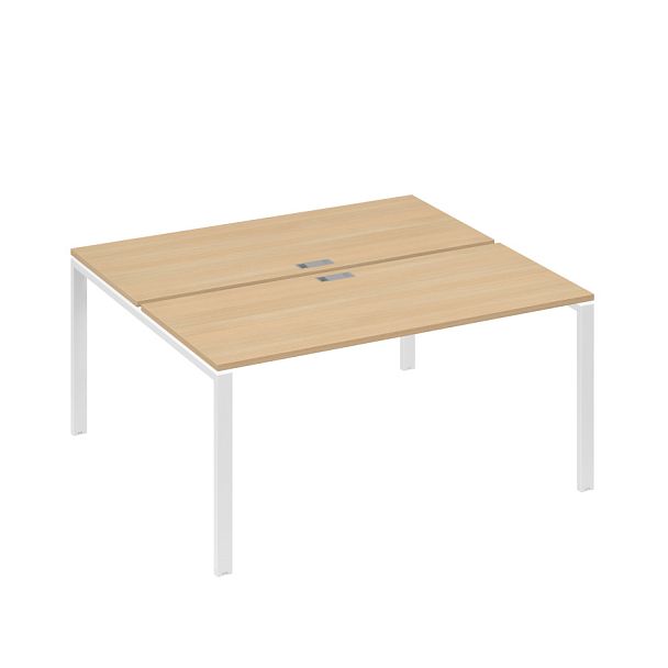 Рабочая станция на металлокаркасе UNO (2х160) A4 А4 Б1 175 БП натуральный дуб / металлокаркас белый - Вид 1