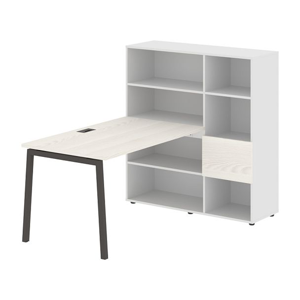 Стол-стеллаж ELRST 1213 Ясень Траун/Мокко/Белый 1790х1250х1355 EDIS - Вид 1