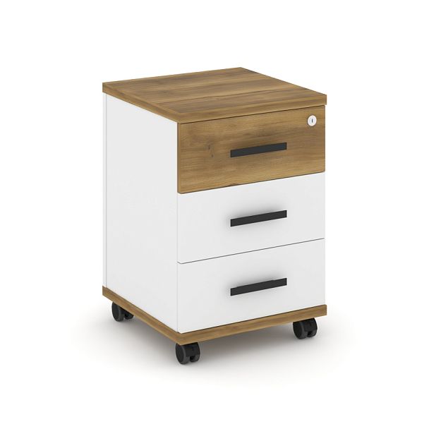 Concept Тумба мобильная 3 ящ. CN.TUM-003 B Сандал Янтарный/Белый Бриллиант/Металл Черный 420*420*615 - Вид 1