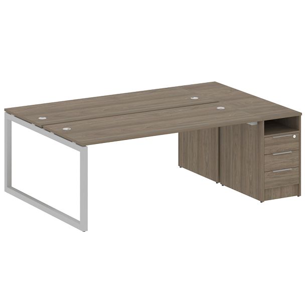 Metal System Quattro Р. ст. с тумбой на О-образном м/к 50БО.РС-СТП-2.5 Вяз/Серый металл 2212*1475*750 - Вид 1