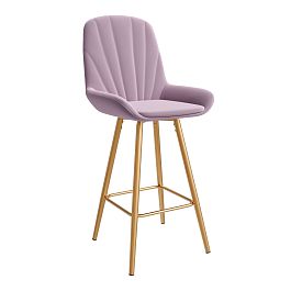 Стул ЮККИ Основание №5 Барный конус Золотое Велюр тип 2 Бежевый - Фото предпросмотра