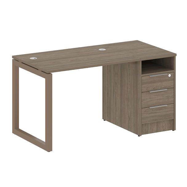 Metal System Quattro Р. ст. с тумбой на О-образном м/к 50БО.РС-СТП-1.1 Вяз/Мокко металл 1412*720*750 - Вид 1