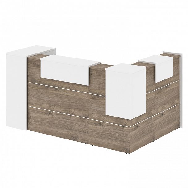 Ресепшн Г-образный "Onix" O.R-K-25 тиквуд темный/белый - Вид 2