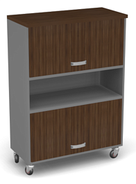 Шкаф широкий комби на колесах Берлин Орех Вармия/Серый ШКД-90 - Фото предпросмотра