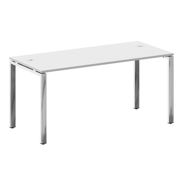 Metal System Direct Стол рабочий руководителя на П-обр. м/к БП.СРР-4.7 Белый/Нерж. сталь 1600*720*750 - Вид 1