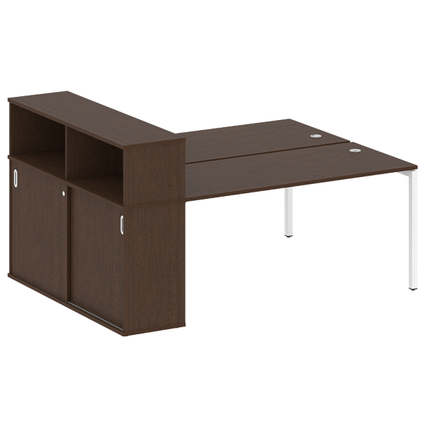 Metal System Quattro Р. ст. с шкафом-купе на П-образном м/к 40БП.РС-СШК-2.4 Т Венге/Белый металл 2010*1475*1098 - Вид 1