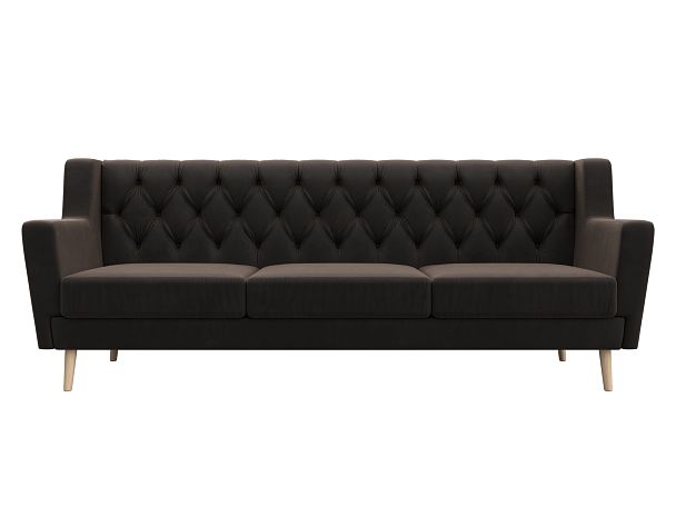 Прямой диван Брайтон 3 Люкс (полностью велюр коричневый) - Вид 2