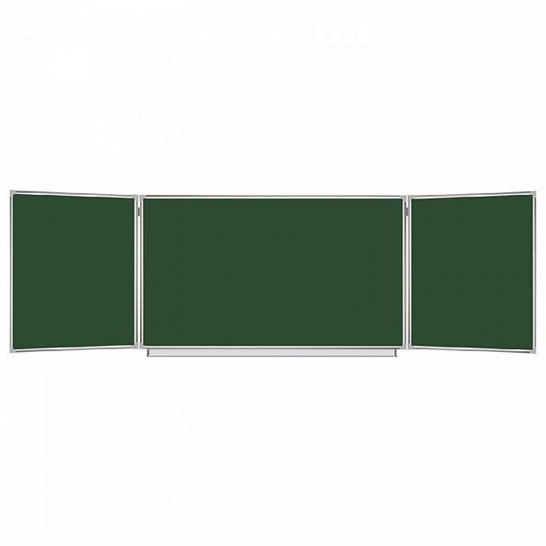 Доска для мела магнитная 3-х элементная 100х150/300 см, ДОПОЛНИТЕЛЬНАЯ ЛИНИЯ/КЛЕТКА, зеленая, STAFF, 238011 - Вид 1