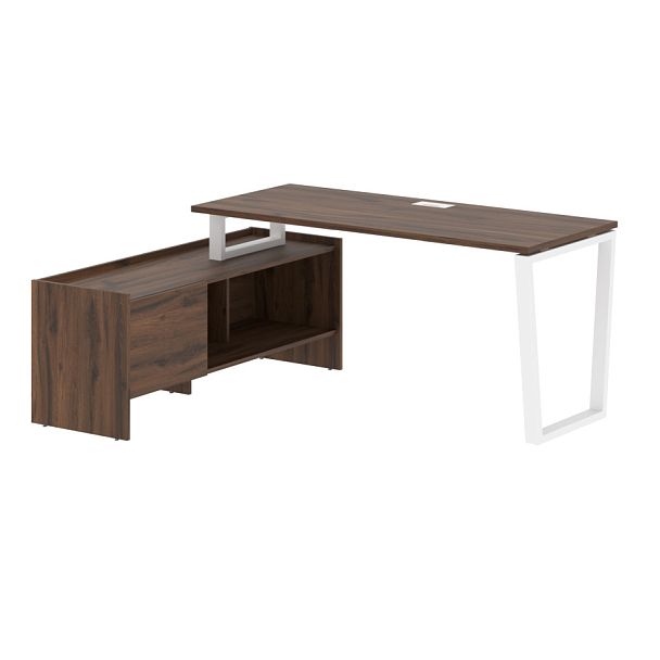 Стол с тумбой EVCT 17614 Дуб Денвер темный/Белый 1760х1400х750 EDIS - Вид 1