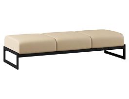 Пуф Everprof Solo Everprof Solo трехместный Металл Черный Экокожа Бежевый - Фото предпросмотра