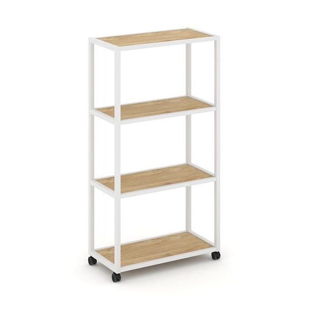 Shelf Mobile Стеллаж 4 уровня 1 секция VR.LT-STK-401.10 Тиквуд Светлый/Металл Белый 1000*400*1523 - Вид 1