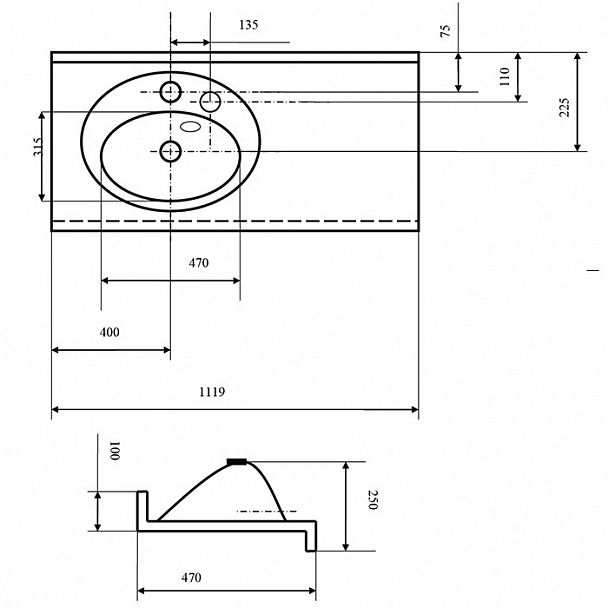 Раковина "Отель 3/1200" - Вид 2