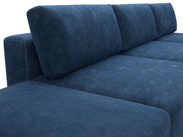 Диван угловой модульный с пуфом Лига-060 НПБ Лонг угол универсальный Велюр синий - Вид 4