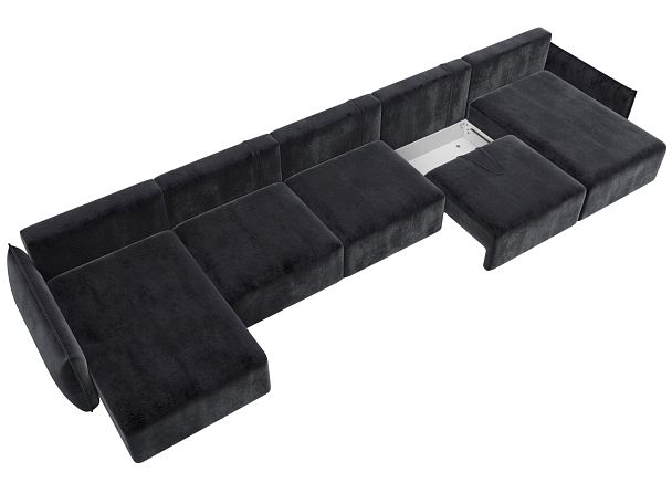 Диван п-образный Лига-051 НПБ МегаЛонг Велюр серый - Вид 7