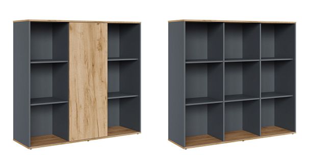 Шкаф средний со слайд-дверью Zion Light 140x42x129 дуб крафт золотой - Вид 1