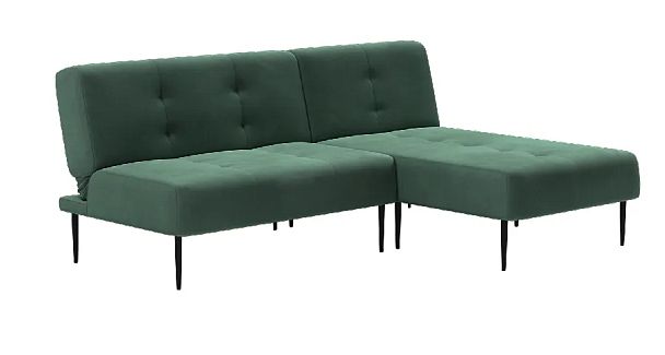 Monaco диван-кровать с шезлонгом, без подлокотников, бархат зеленый 19 - Вид 2