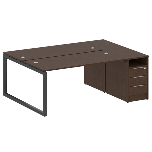 Metal System Quattro Р. ст. с тумбой на О-образном м/к 50БО.РС-СТП-2.4 Венге/Антрацит металл 2012*1475*750 - Вид 1